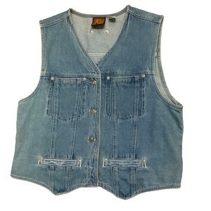 Y2K High Sierra Women's Large Denim Sleeveless Vest Button Down